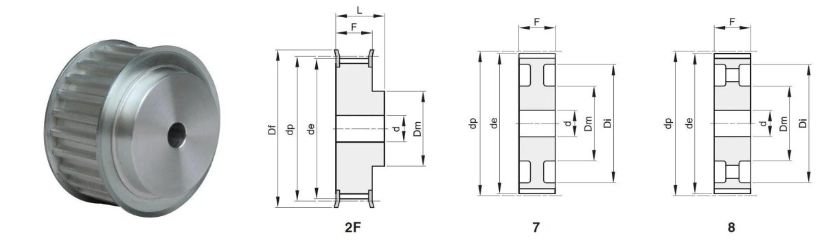 Шкив зубчатый с ребордами 8m-20 f z 26
