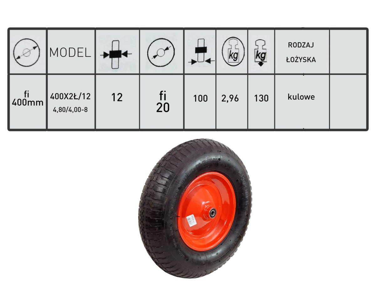 Колесо для тележки размером 4.80/4.00-8