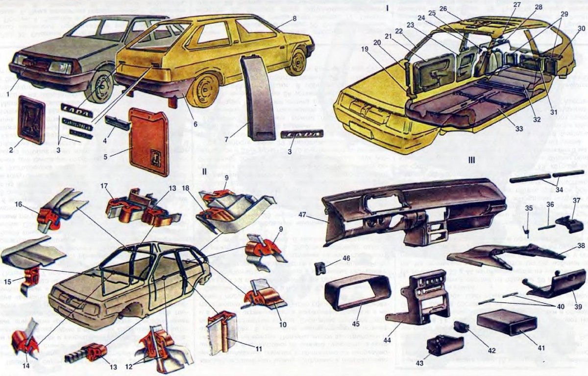 Детали кузова автомобиля ВАЗ 2114