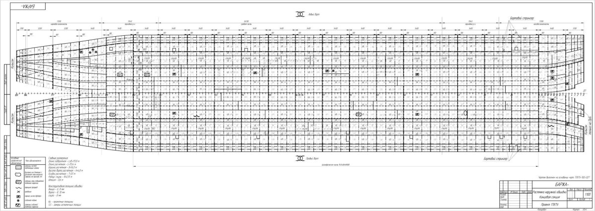 Растяжка наружной обшивки корпуса судна чертеж