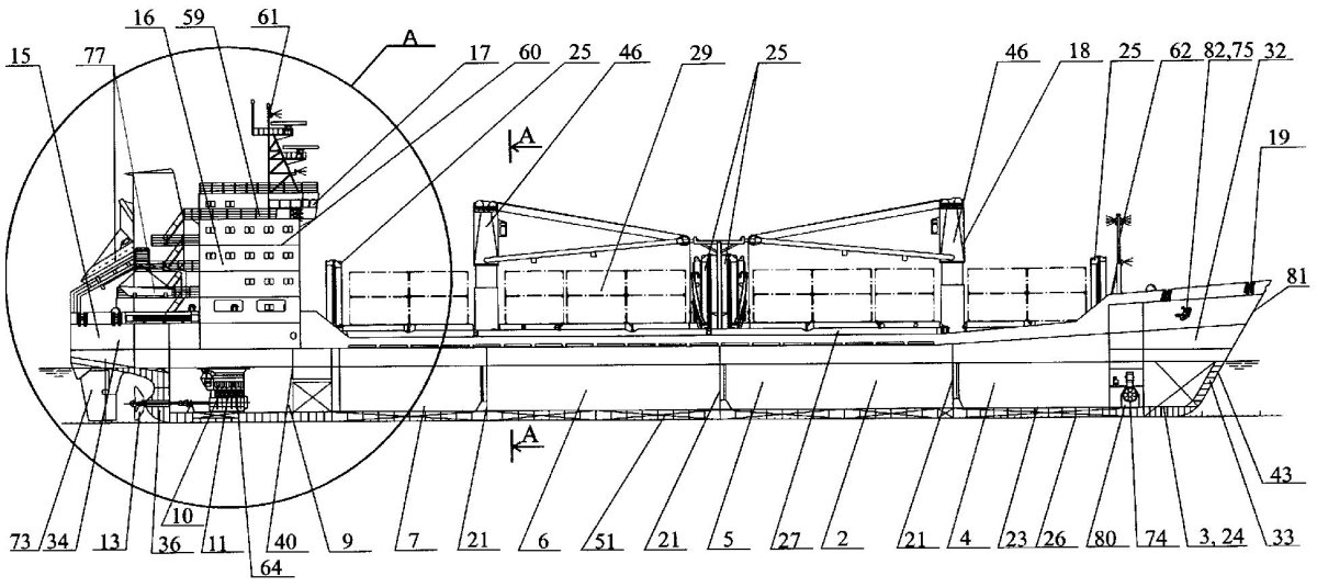 Схема сухогрузного судна