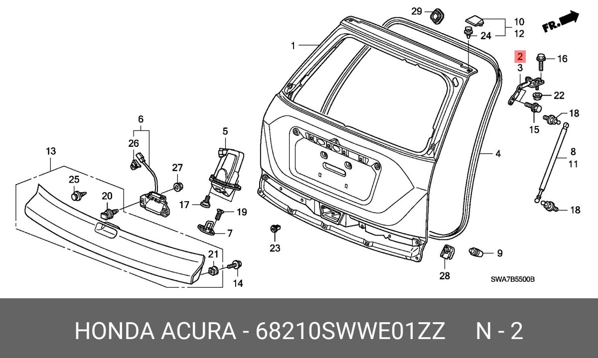 Схема багажника на Хонда СРВ рд1