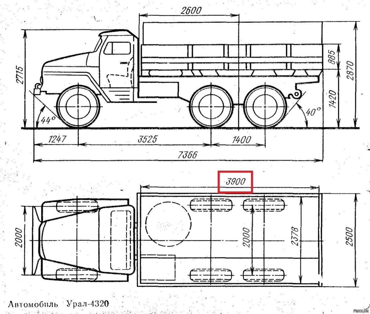 Ширина кузова Урал 4320