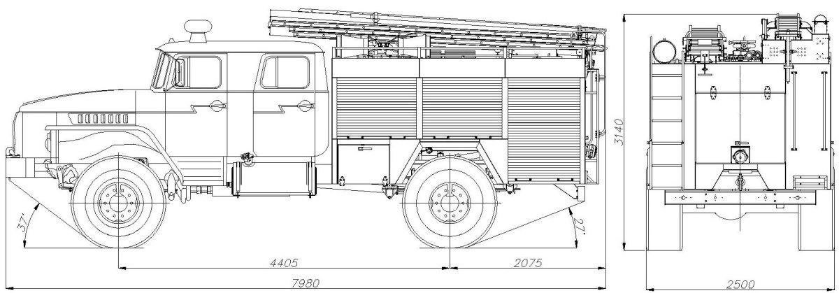 Габариты ЗИЛ 131 пожарный