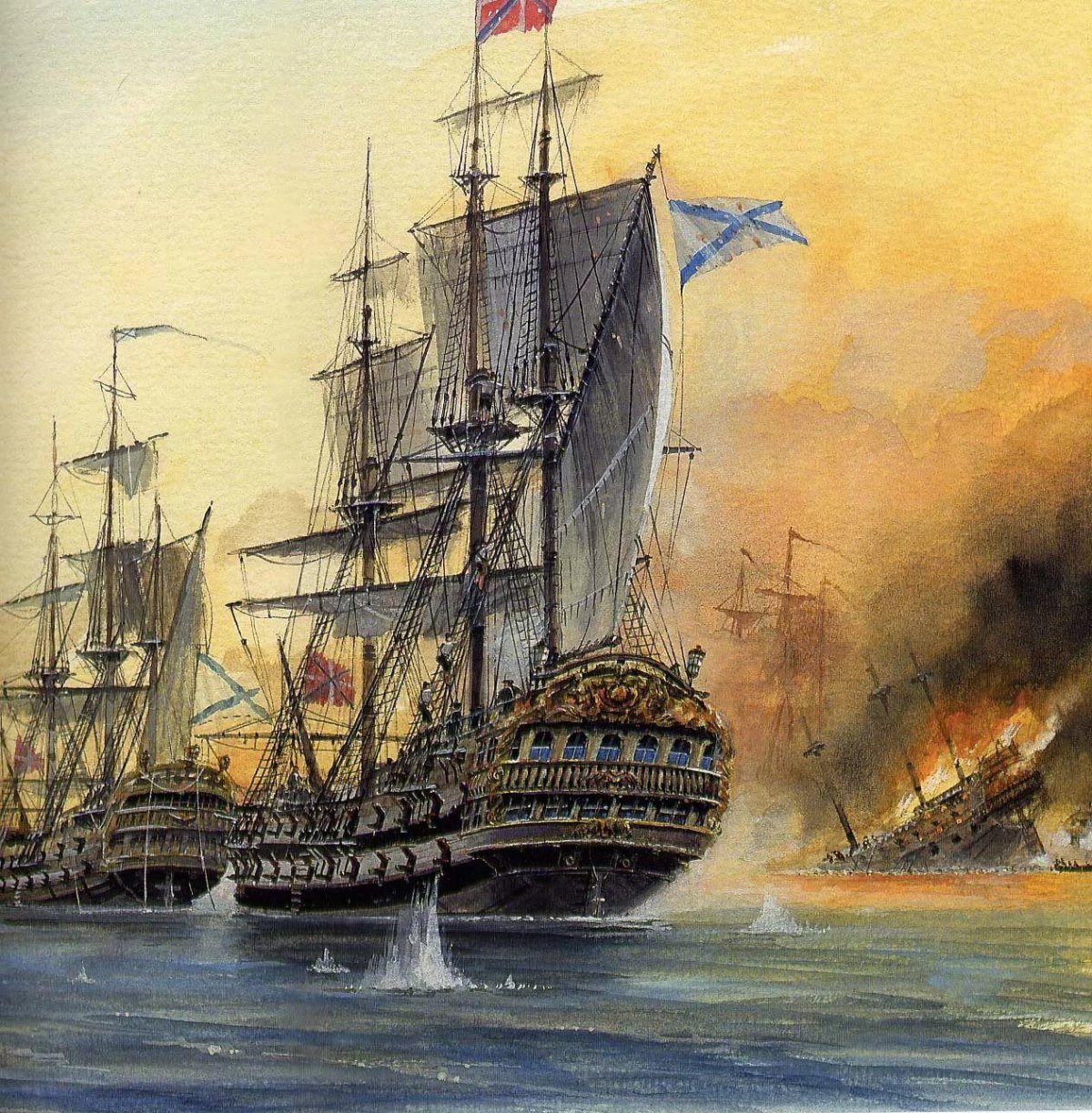 Морское сражение парусники Петр 1