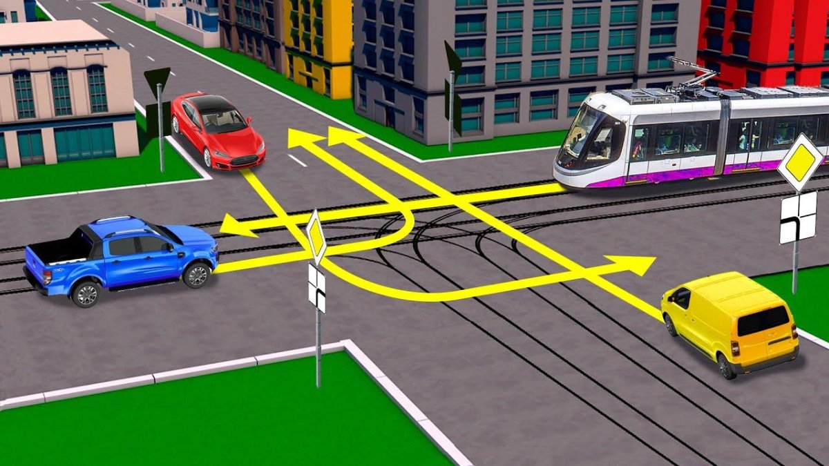 Перекресток с трамвайными путями