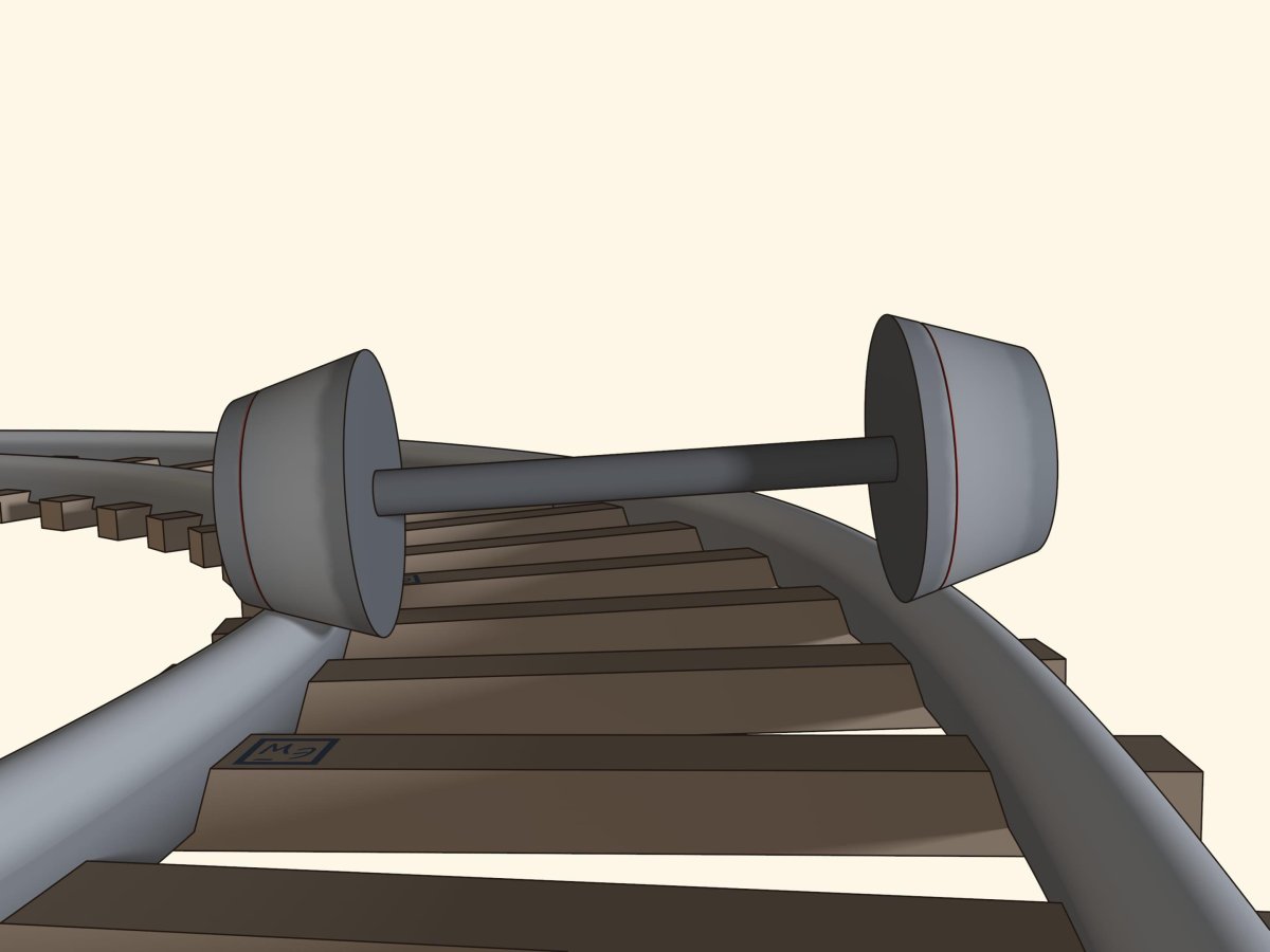 Поезд поворачивает