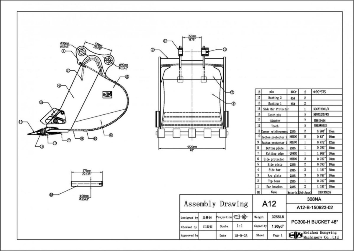 Кат 330 экскаватор размер ковша