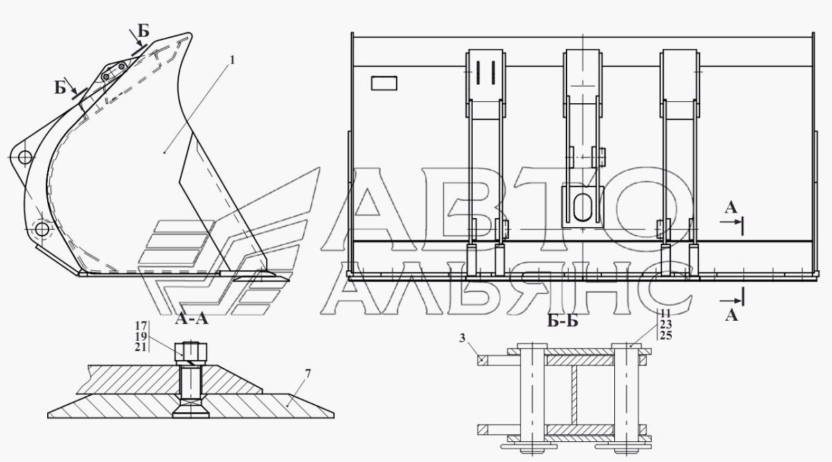 Зуб 351.21.00.001 под болты для Амкодор 352