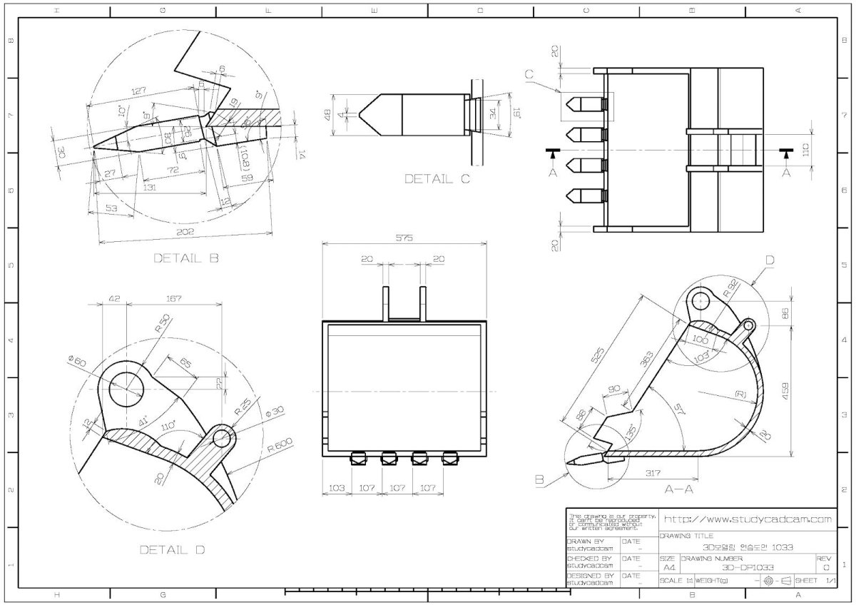 Ковш экскаватора чертеж