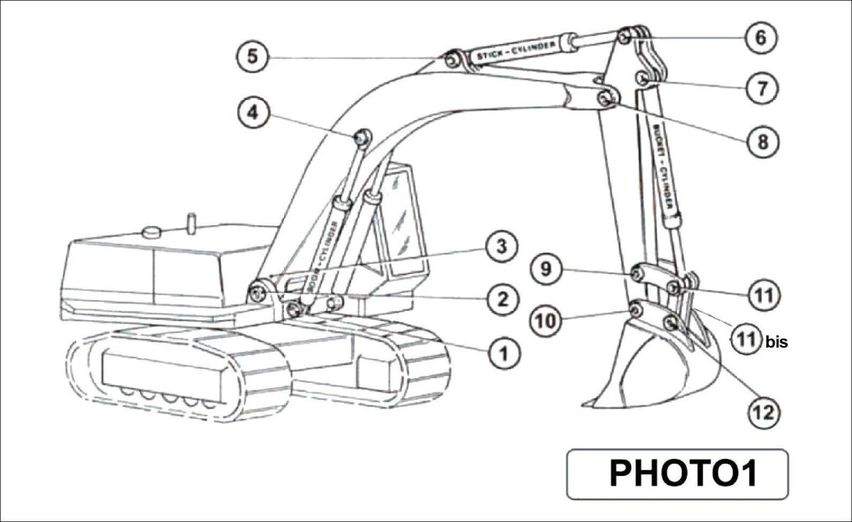 Точки смазки экскаватора Hitachi 200