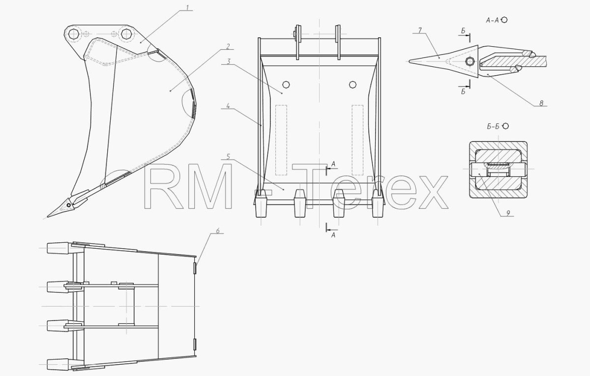 Чертеж ковша миниэкскаватора