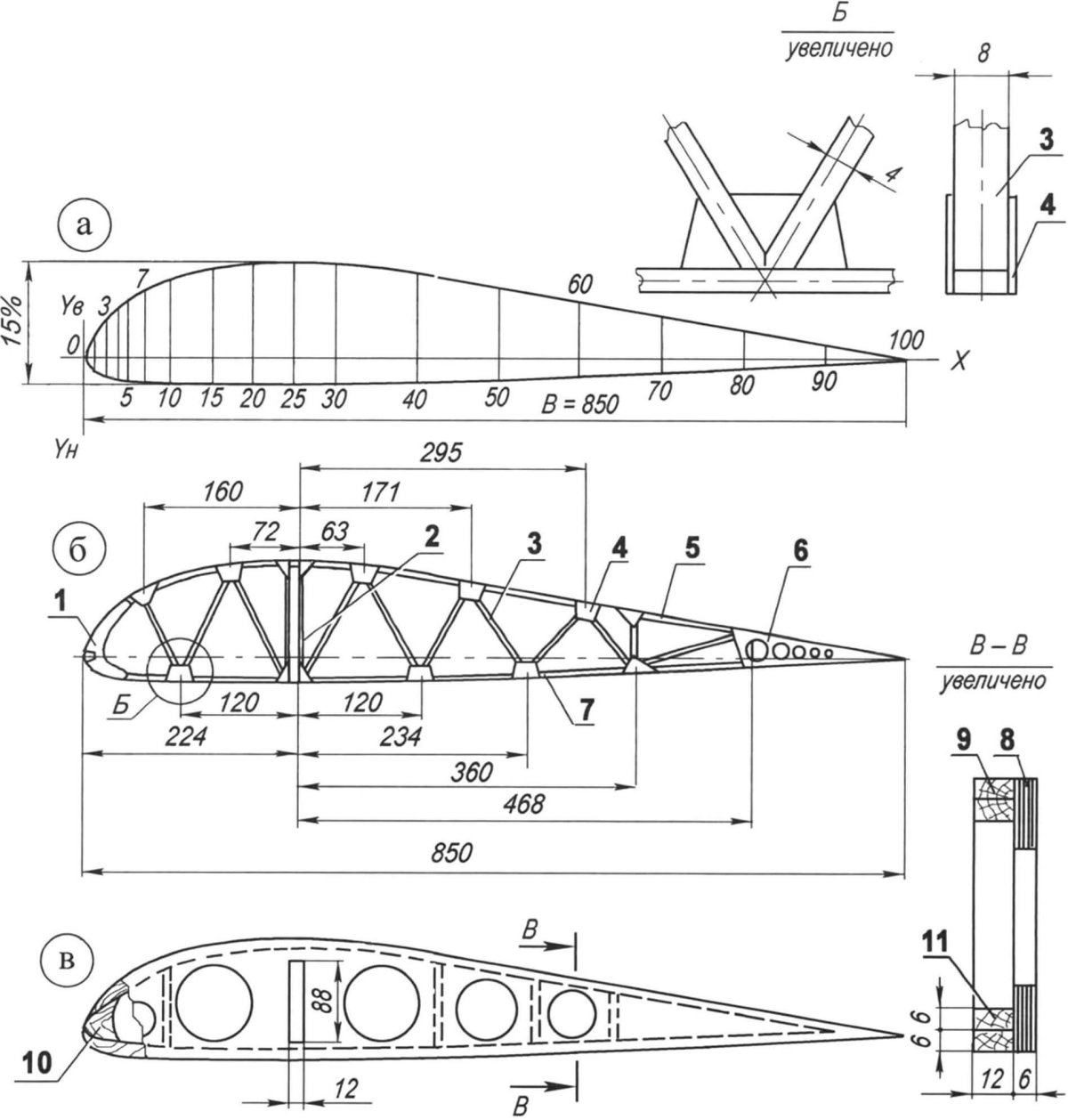 Чертеж нервюры крыла самолета