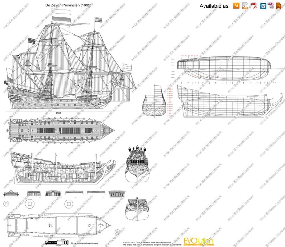 Galleon de zeven Provincien 1665 чертежи