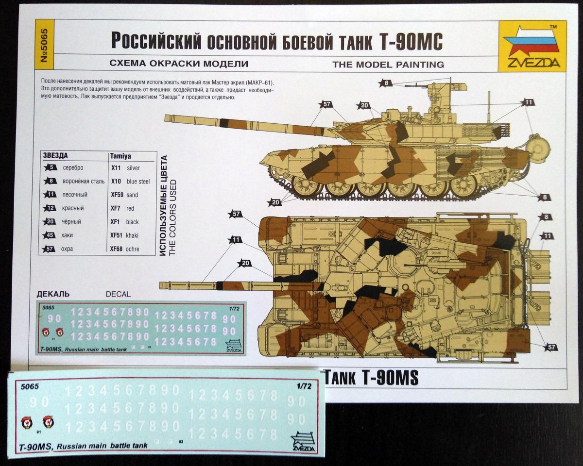 Т-90 МС звезда 1/35 схема окраски
