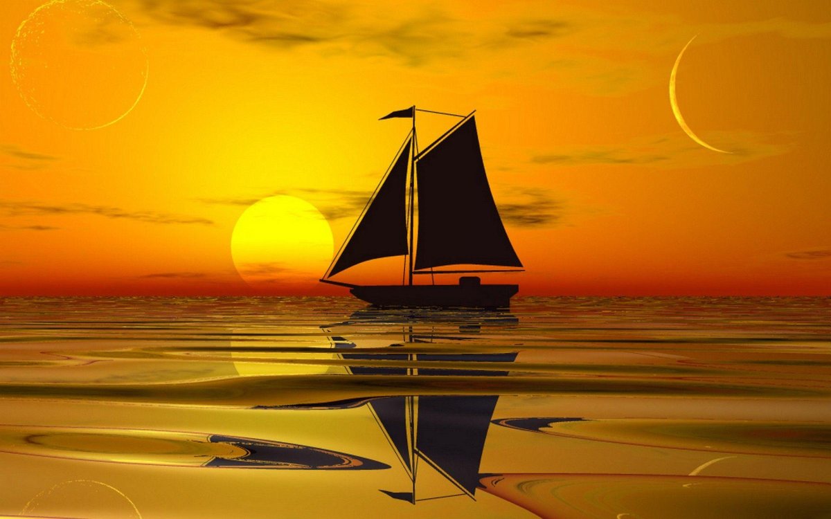 Корабль на закате