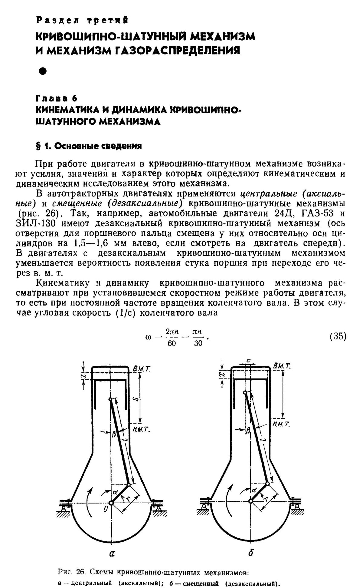 Дезаксиального КШМ схема