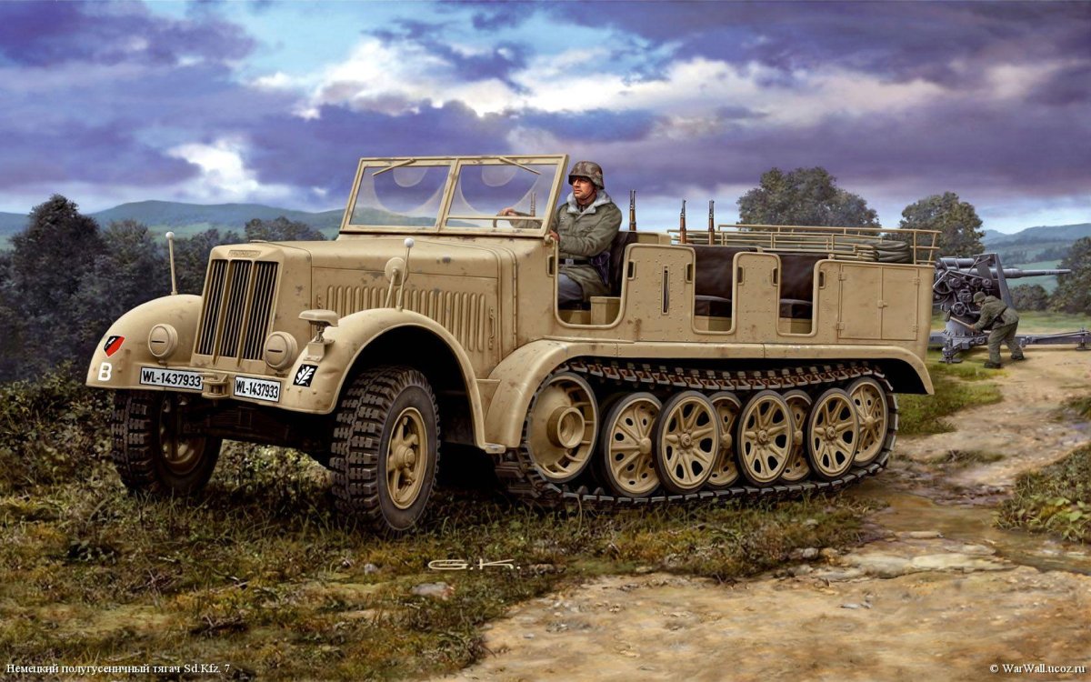 Немецкий полугусеничный тягач SD KFZ 7