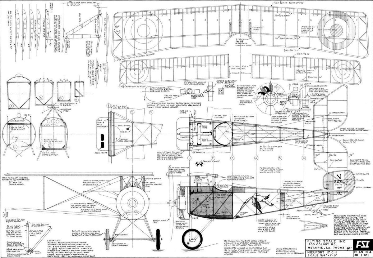 Истребитель Ньюпор-17 чертежи
