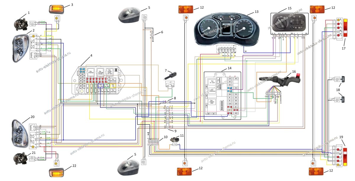 Схема электрооборудования автомобиля газон Некст