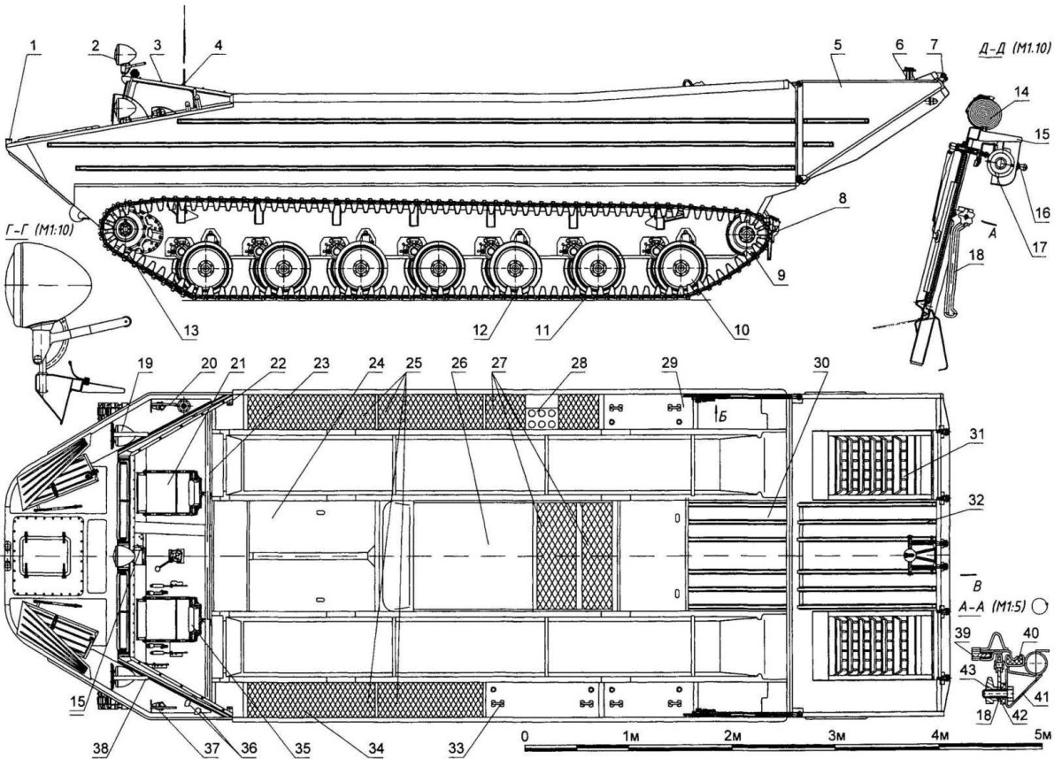 ПТС-4 плавающий Транспортер чертеж