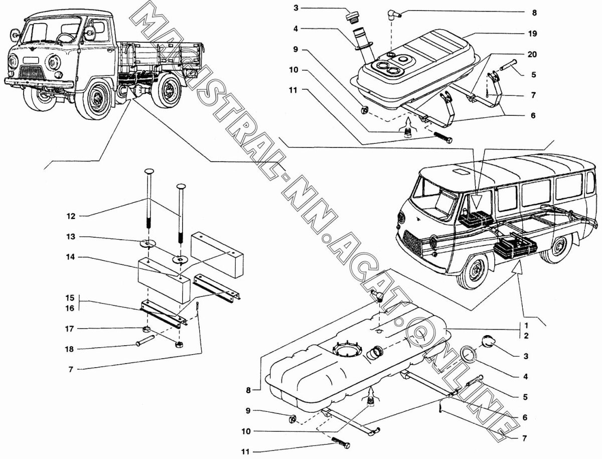 Топливный бак УАЗ 33036