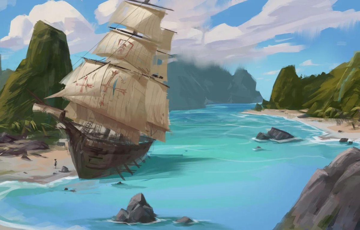 Фэнтези арт корабль Бриг