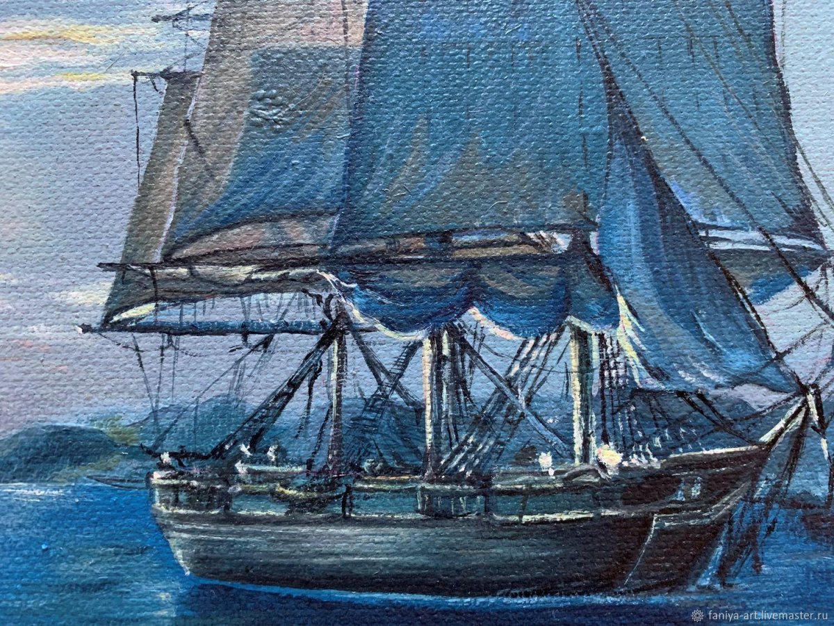 Картина корабль у берегов