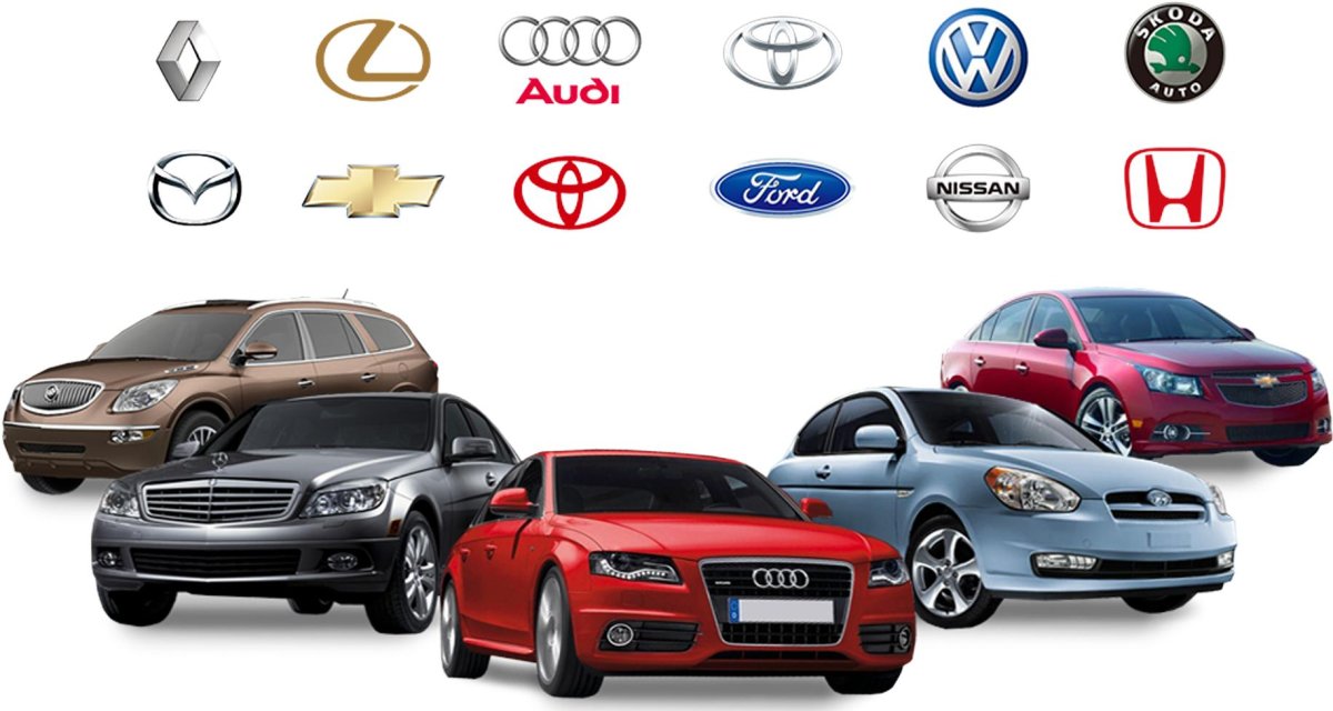 Несколько автомобилей на белом фоне