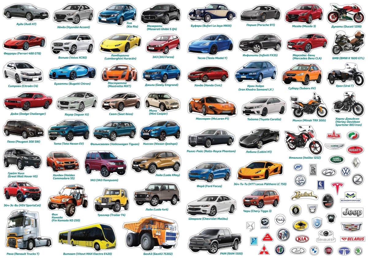 Атлас мира с наклейками. Автомобили