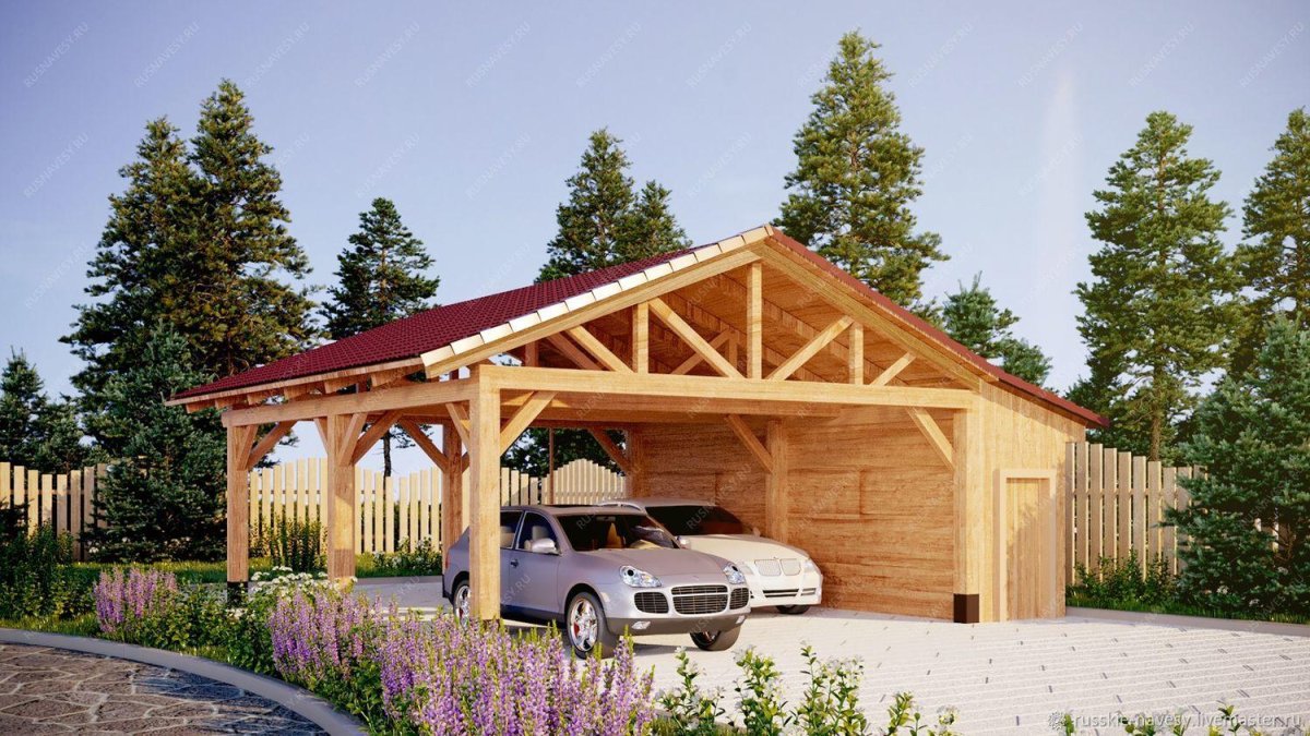 Навес деревянный односкатный 2х2