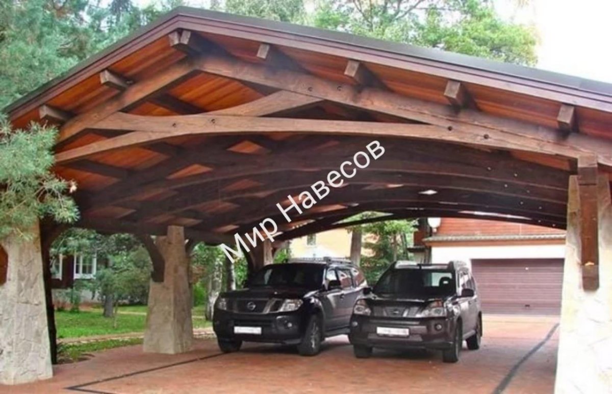 Навес для автомобиля из дерева