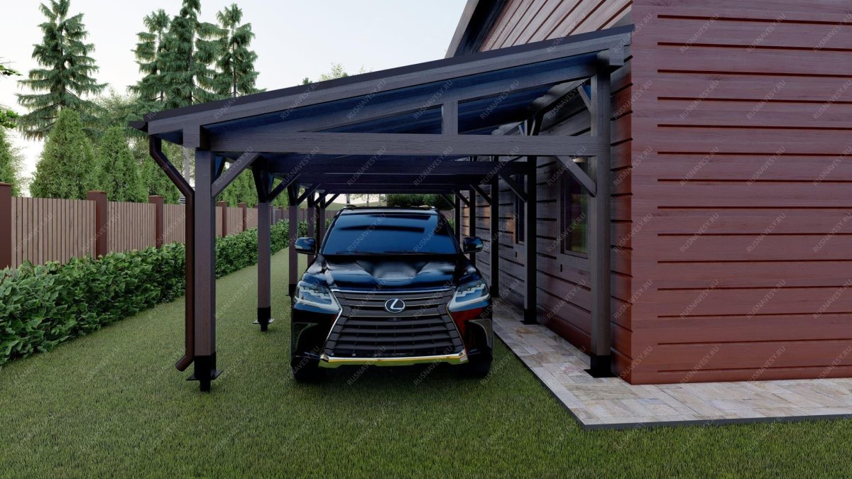 Навес деревянный односкатный 2х2