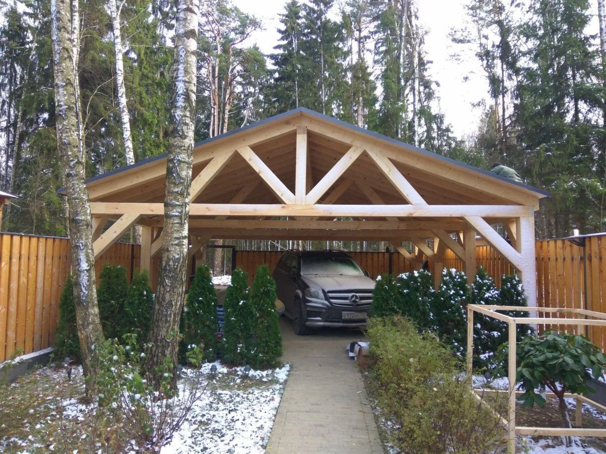 Деревянный навес односкатный 4000*6000