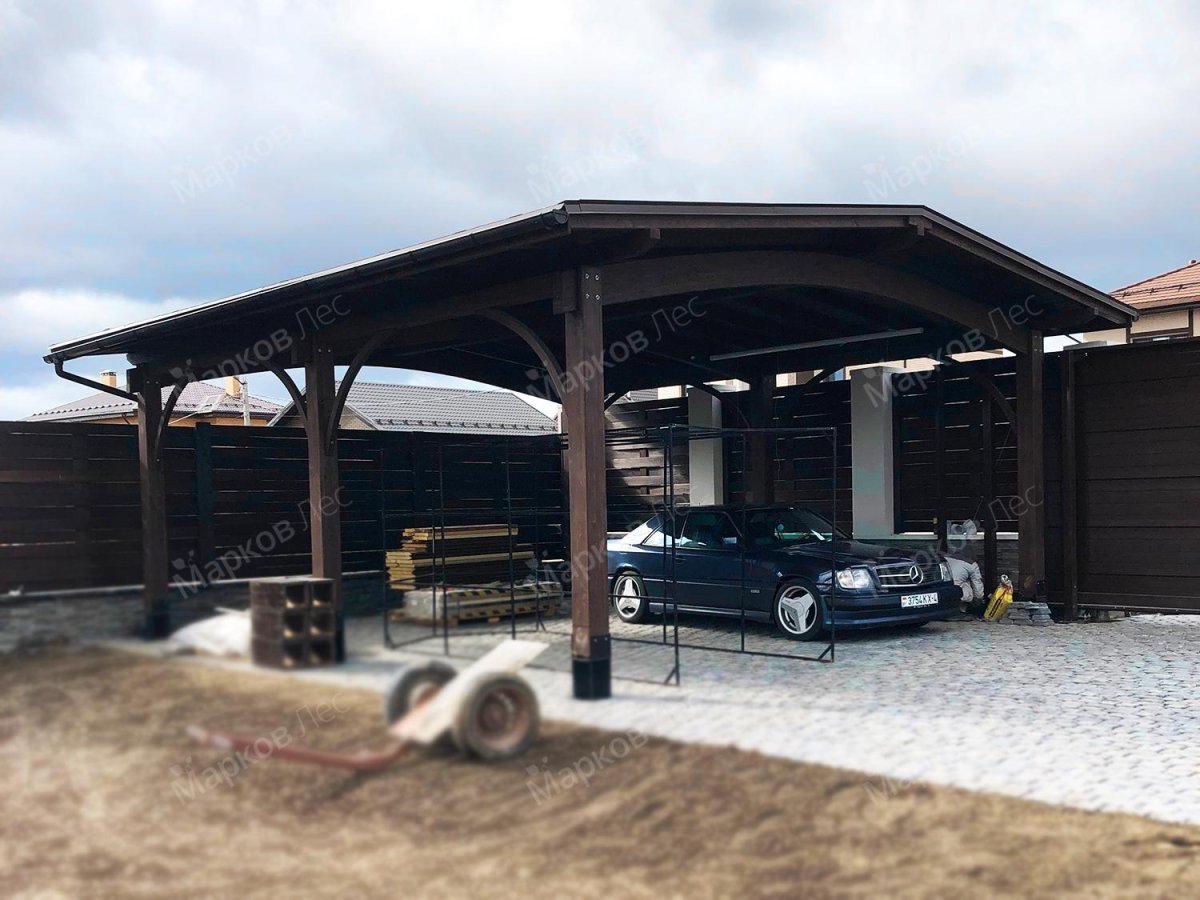 Автомобильный навес у дерева