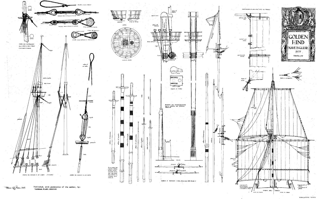 Чертежи модели парусника Золотая Лань