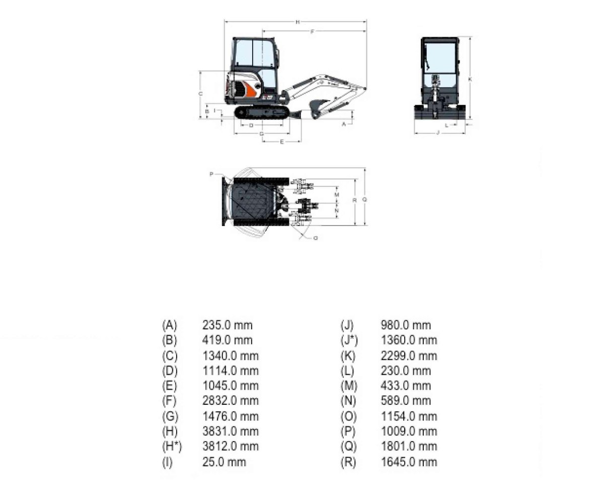 Мини экскаватор Бобкэт габариты
