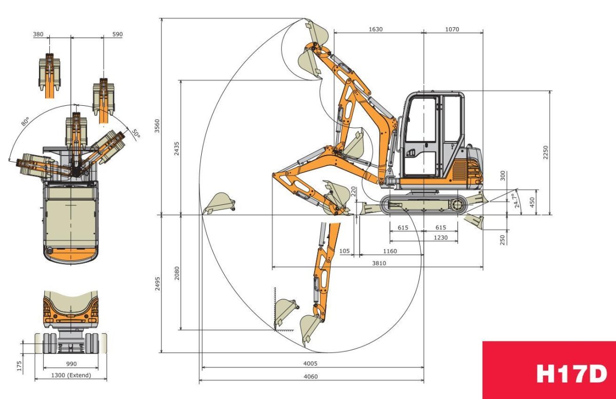 Глубина копки экскаватора JCB