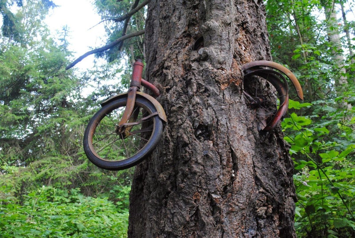 Велосипед пристегнутый наручниками