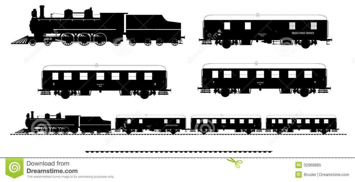 Силуэт поезда с вагонами