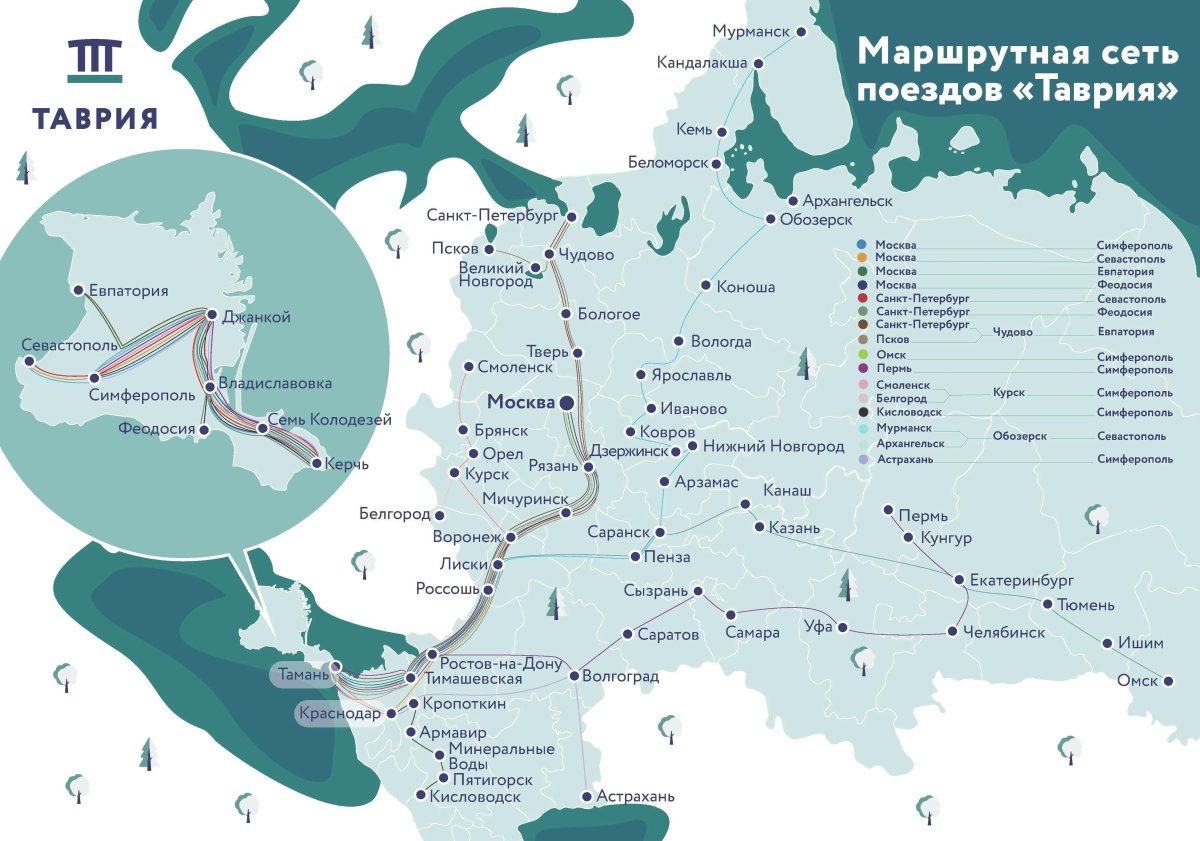 Маршрутная сеть поездов Таврия