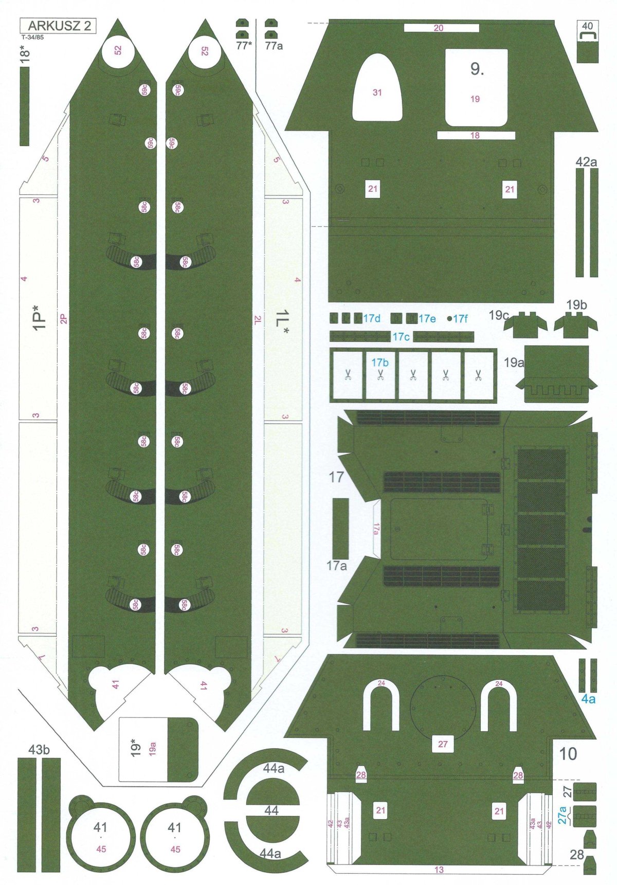Развертка танка т 34 85
