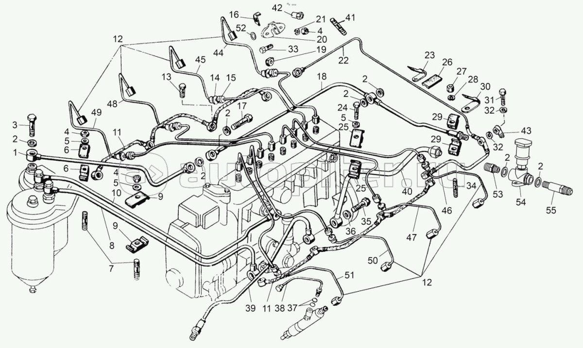 Порядок топливных трубок на ЯМЗ 238