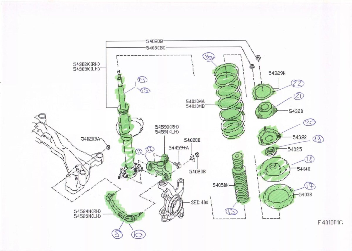 Устройство передней подвески Ниссан примера п12