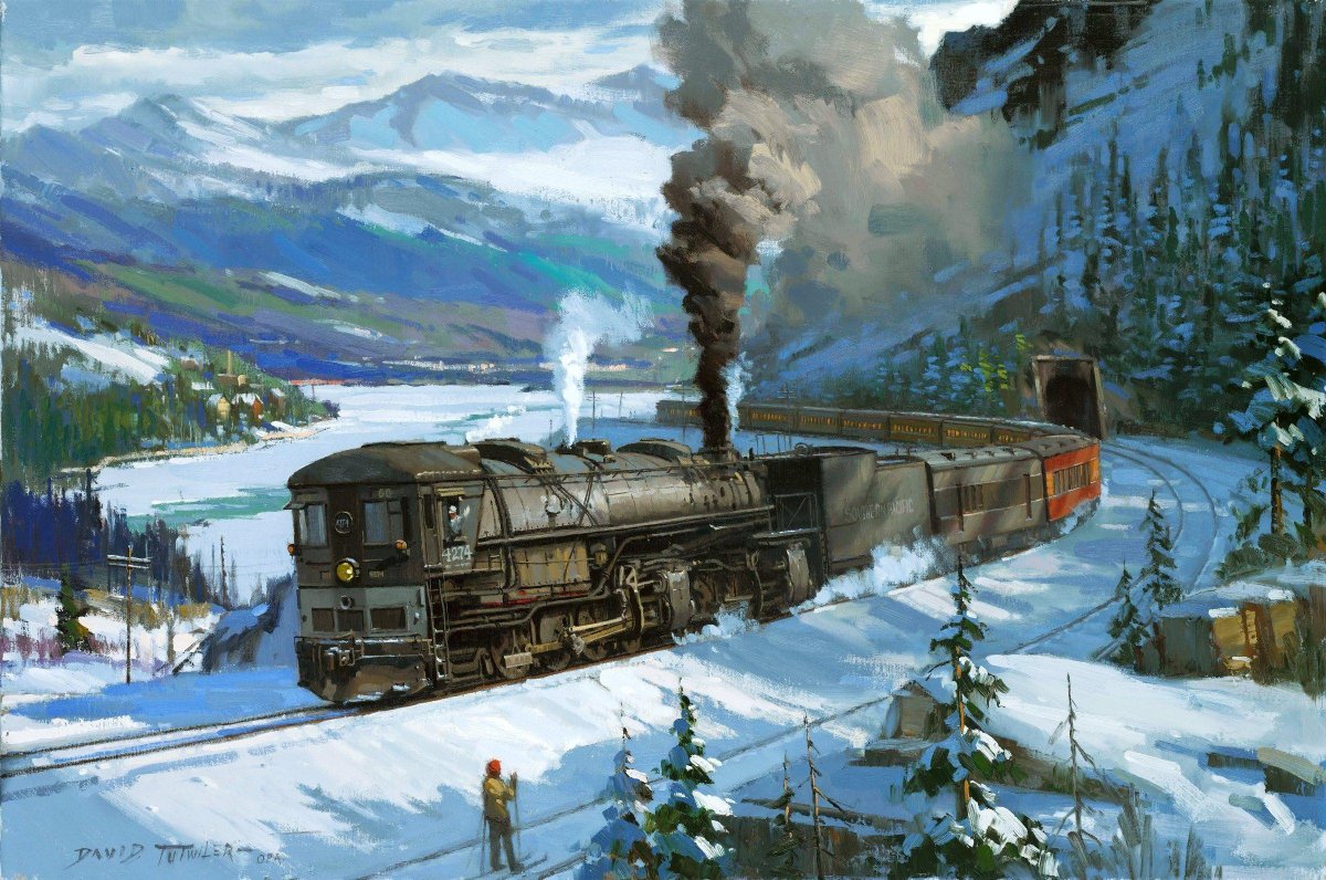 Художник David Tutwiler паровозы