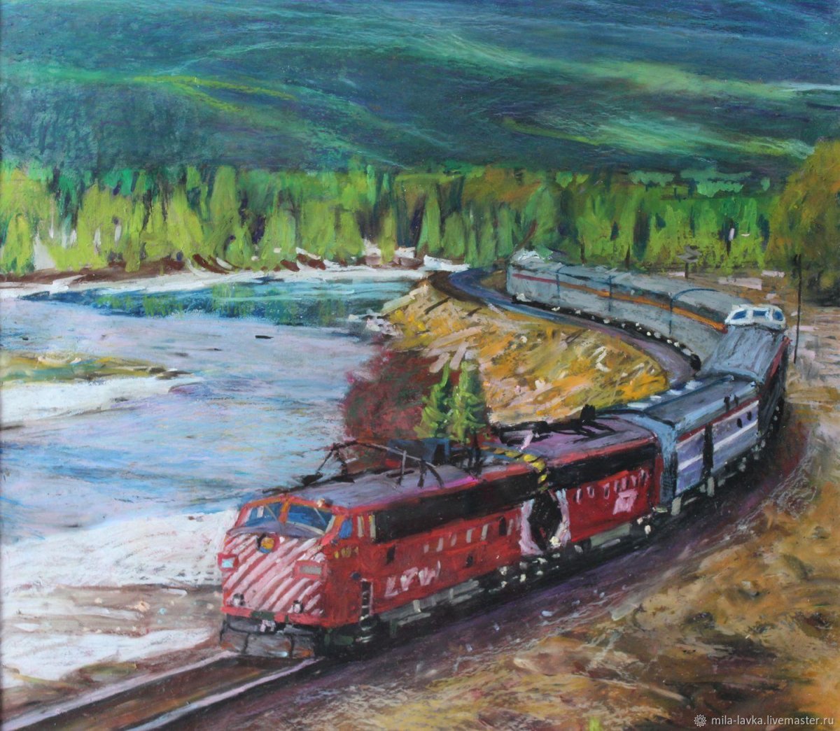 Товарный поезд рисунок