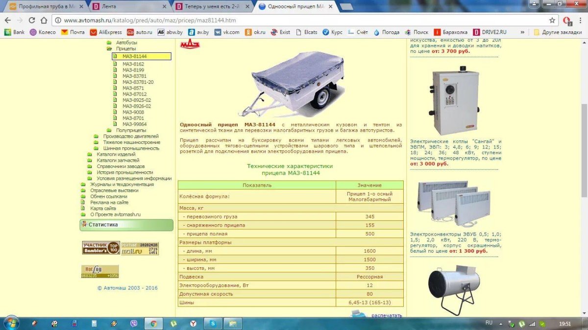Прицеп МАЗ легковой Зубренок 8114