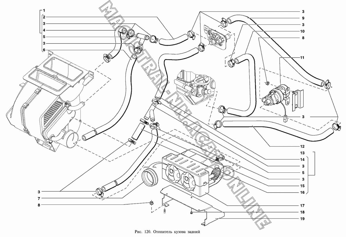 УАЗ Патриот схема печки салона