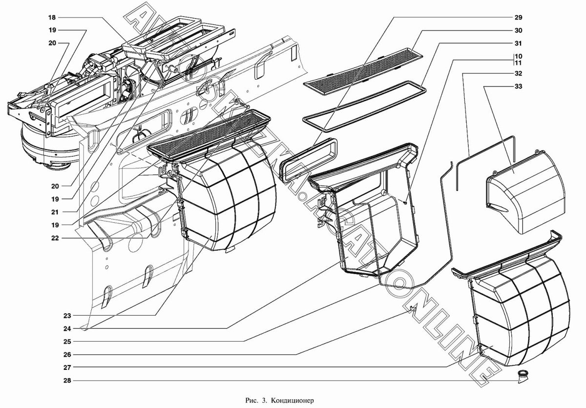 Система отопителя УАЗ Патриот 409 с кондиционером