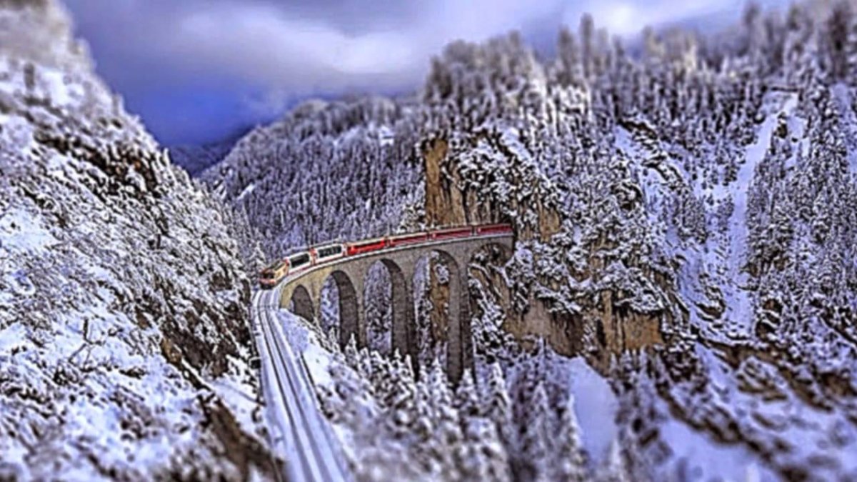 Бернина экспресс Швейцария зимой